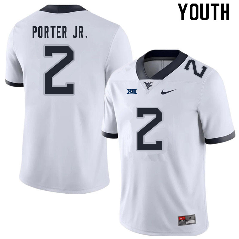Youth #2 Daryl Porter Jr. West Virginia Mountaineers College Football Jerseys Sale-White - Click Image to Close